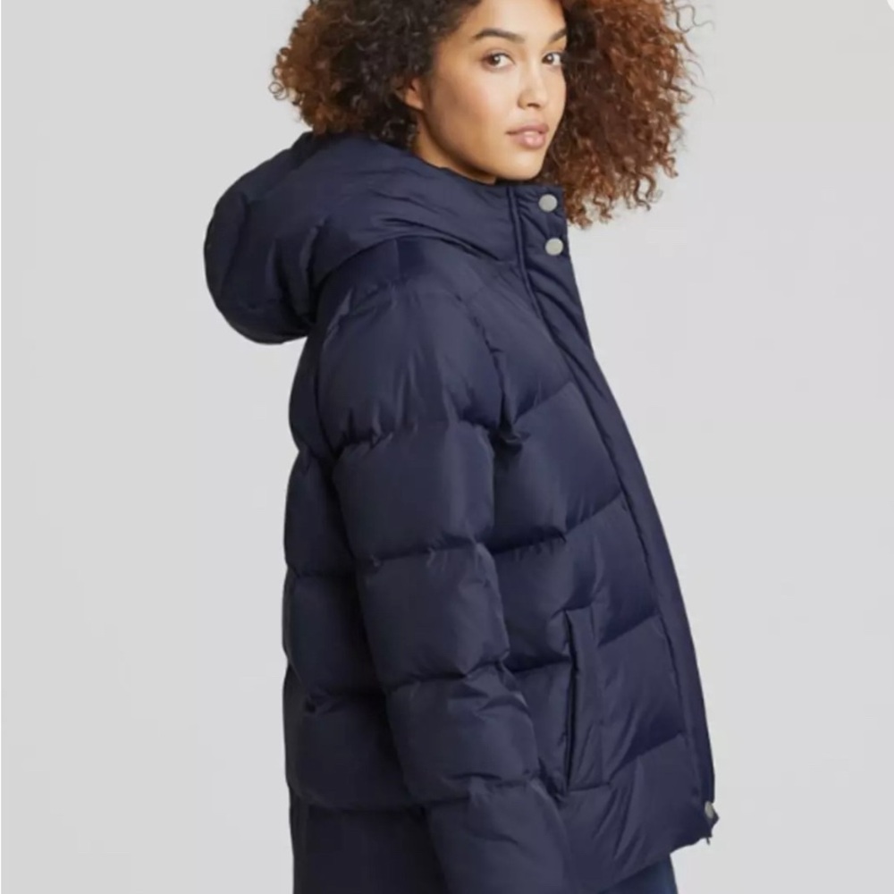 EILEEN FISHER Navy Down Puffer Coat NWOT